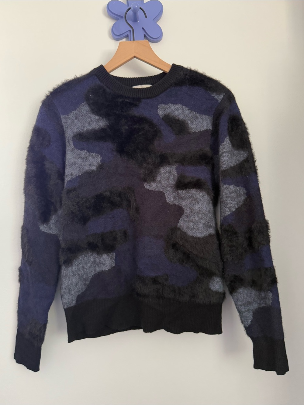 Anatomie Medium Wylie Crew Neck Sweater Blue Camo Fall Winter